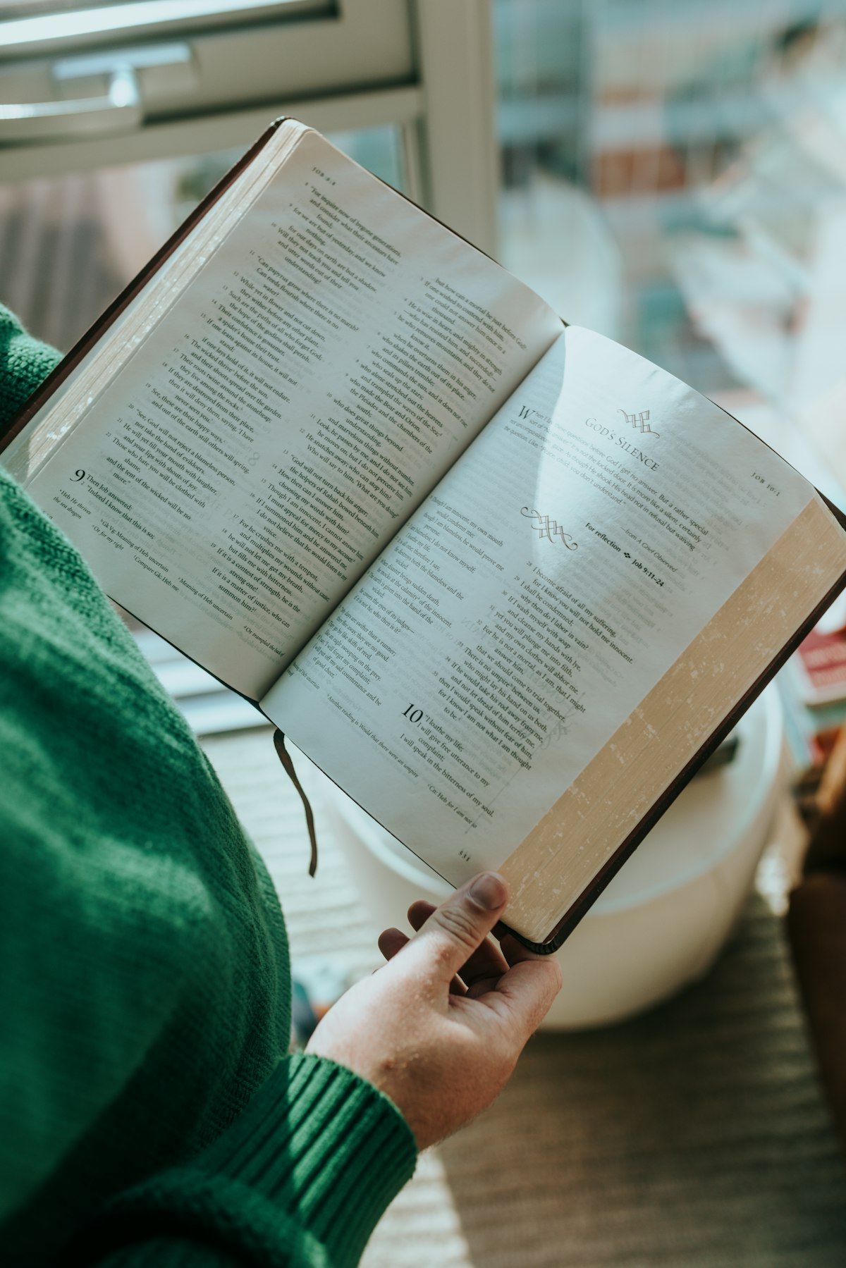 Person holding an open book, illustrative photo for the James Nestor Breath article